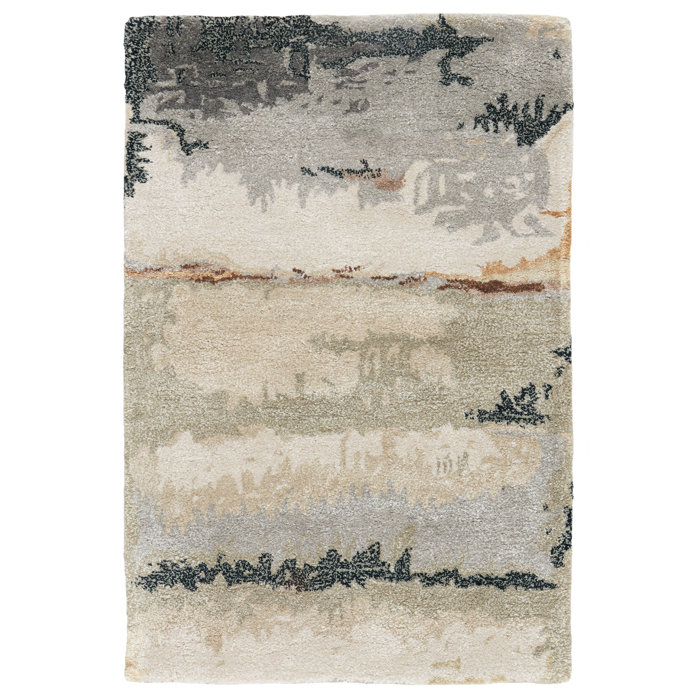 Williston Ardmore Abstract Handmade Tufted Black/Beige/Gray Area